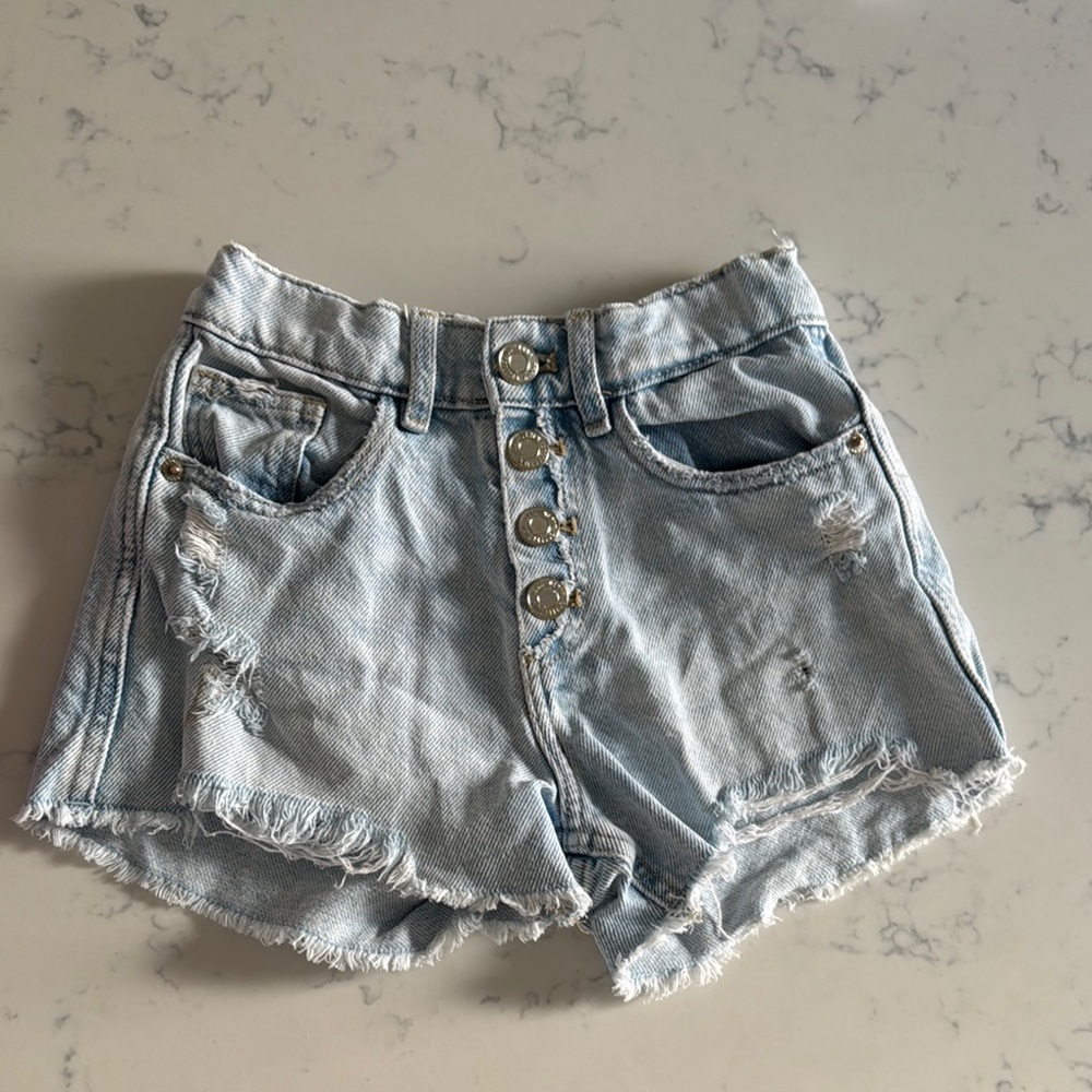 Zara Blue Distressed Denim Shorts
